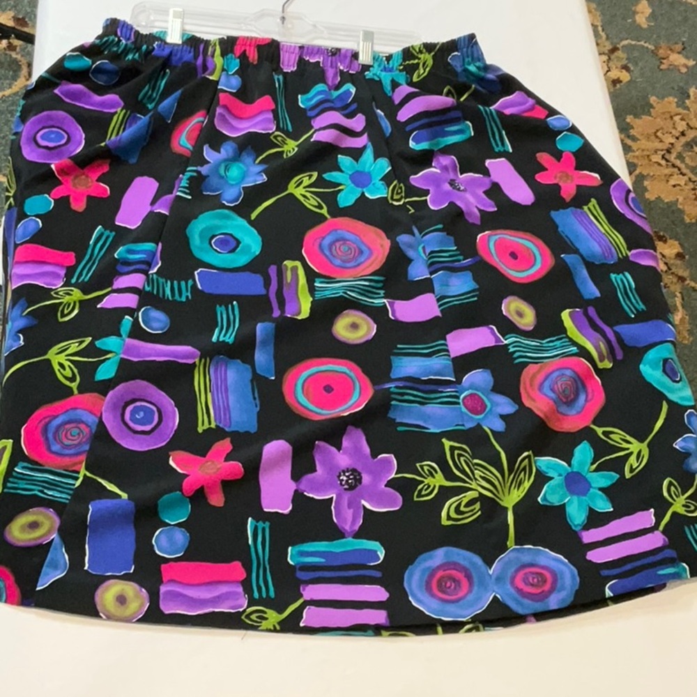 Snug Harbor Vintage Black Purple Blue 2 Piece Skirt Set Button Down Top Size 1XL - Picture 6 of 8
